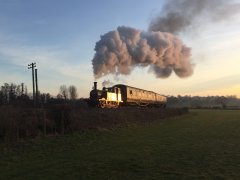 32678 catches the setting sun as she heads around Orpin's Curve with a photocharter on 22 Feb 19  © Andrew Hardy