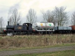 No.3 “Bodiam” with a goods train including the Shell-Mex tanker at Wittersham Road on 20 March 2010. © Hugh Nightingale